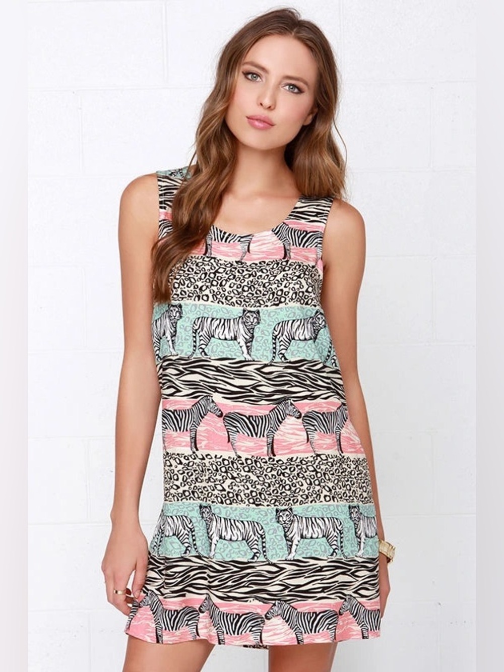 Mink Pink Safari Adventure Jungle Print Shift Dress